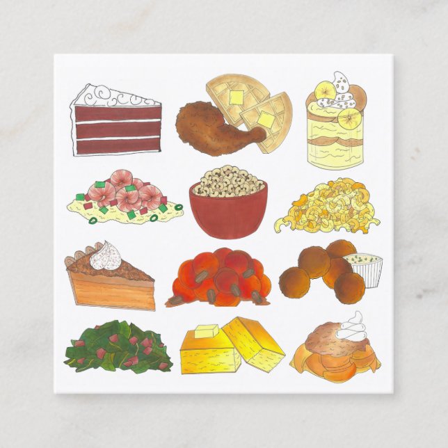 Soul Food Dishes Restaurant Caterer Chef Foodie Square Business Card (Front)