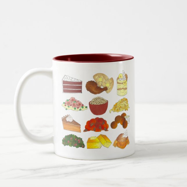 Soul Food Favourites Foodie Southern Cuisine Two-Tone Coffee Mug (Left)