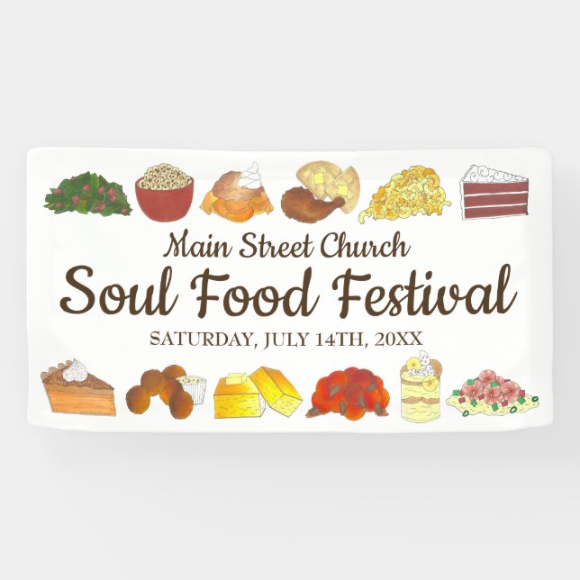 Soul Food Festival Event Southern Cuisine Cooking Banner (Horizontal)