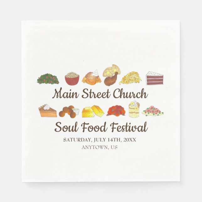 Soul Food Festival Event Southern Cuisine Cooking Napkin (Front)