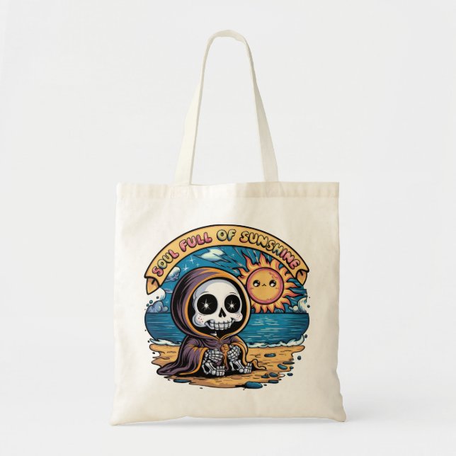 Soul Full Of Sunshine Grim Reaper At The Beach Tote Bag (Front)