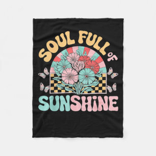 Soul Full of Sunshine Retro Floral Summer Fleece Blanket