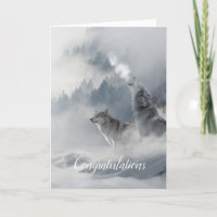 Soul Mate Wolves Wedding Card Vertical