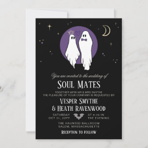 Soul Mates Haunted Ghost Halloween Wedding Invitation
