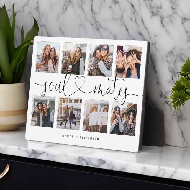Soul Mates Script Gift For Friends Photo Collage Plaque (Soul Mates Script Gift For Friends Photo Collage Plaque)