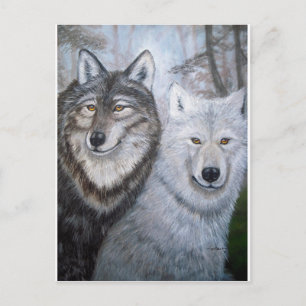 Soul Mates Wolves by Lori Karels Postcard