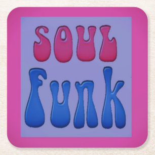 Soul Music Funky words graphics Square Paper Coaster