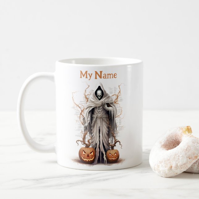 Soul Reaper Ghost: Halloween Personalized Cup (With Donut)