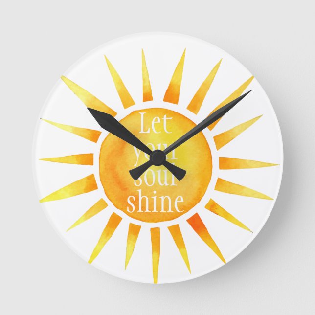 Soul Shine Inspiring Watercolor Round Clock (Front)
