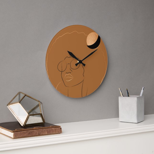 Soul Sister Afro Gold  Large Clock (Office)