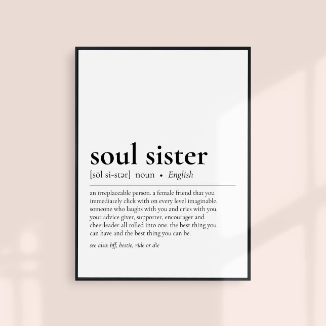 Soul Sister Definition Best Friend Friendship Gift Poster (Creator Uploaded)