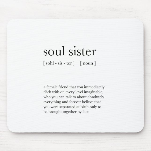 soul sister Definition Meaning Dictionary Art Deco Mouse Mat (Front)