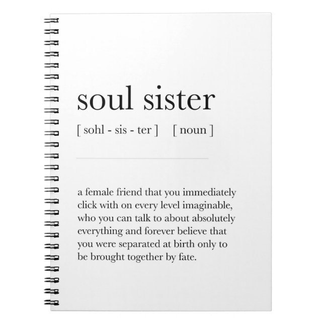 soul sister Definition Meaning Dictionary Art Deco Notebook (Front)
