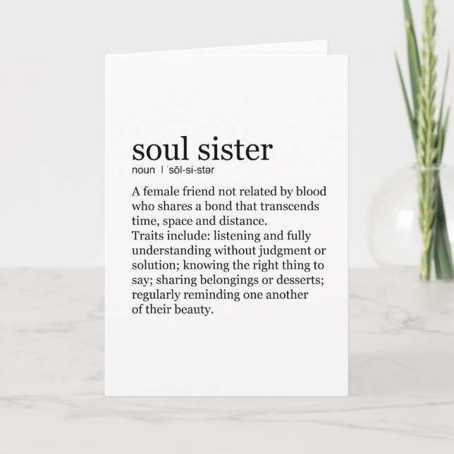 Soul Sister dictionary definition greeting card (Front)