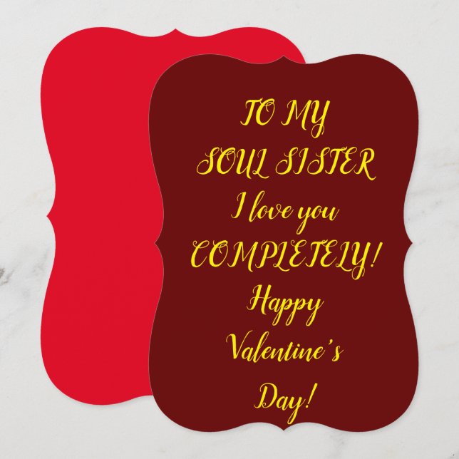 Soul Sister Flat Valentine's Day Card (Front/Back)
