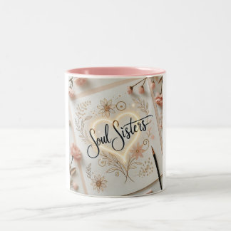 Soul Sisters Elegant Calligraphy Two-Tone Coffee Mug