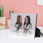 Soul Sisters Heart Script Best Friends Photo Gift Plaque<br><div class="desc">A special and memorable photo gift for soul sisters. The design features a single photo layout to display your special photo. "Soul Sisters" is designed in a stylish black brush script and heart design calligraphy and customised with names. Send a memorable and special gift to yourself and your friend that...</div>