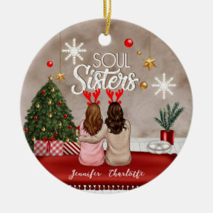 Soul Sisters Personalised Best Friends Xmas Ceramic Tree Decoration