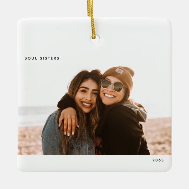 Soul Sisters Photo Christmas Ceramic Ornament (Front)