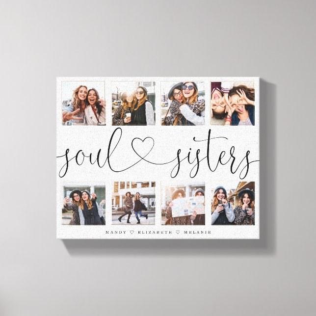 Soul Sisters Script Gift For Friends Photo Collage Canvas Print (Front)