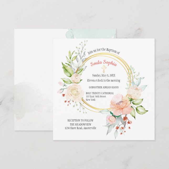 Soula Square Baptism Invitation (Front/Back)