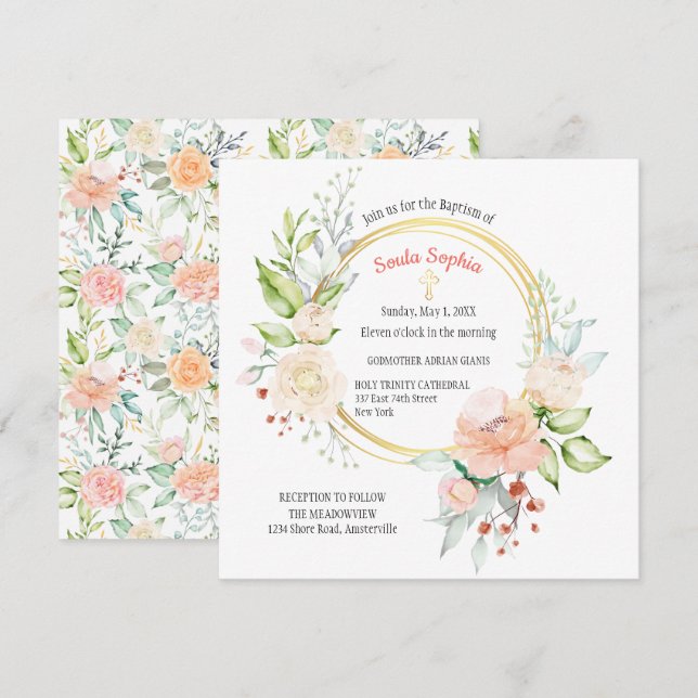 Soula Square Baptism Invitation (Front/Back)