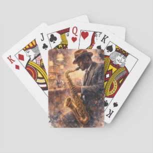 Soulful Jazz Bar Musician Playing Cards