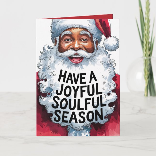 Soulful Season | Black Santa Greeting Card (5x7) (Front)