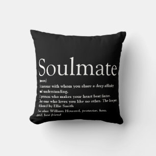 Soulmate Definition Black and White Fun Cushion