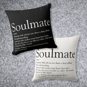 Soulmate Definition Black and White Fun Cushion