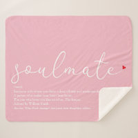 Soulmate Definition Elegant Love Heart Pink Sherpa