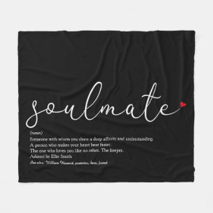Soulmate Definition Elegant Script Love Heart Fleece Blanket