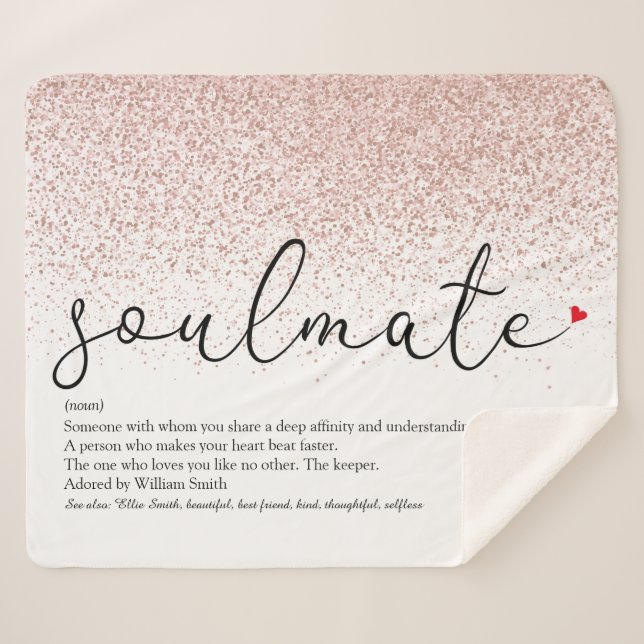 Soulmate Definition Love Heart Rose Gold Glitter S Sherpa Blanket (Front (Horizontal))