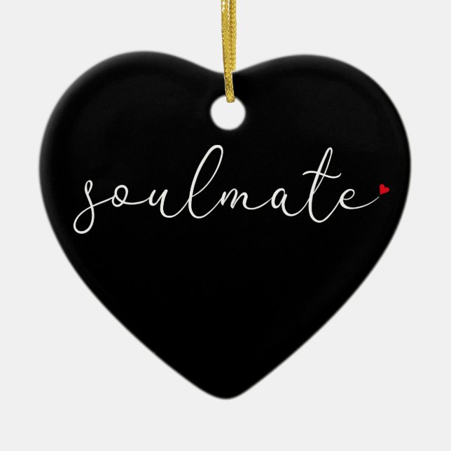 Soulmate Definition Script Love Heart Chic Ceramic Tree Decoration (Front)