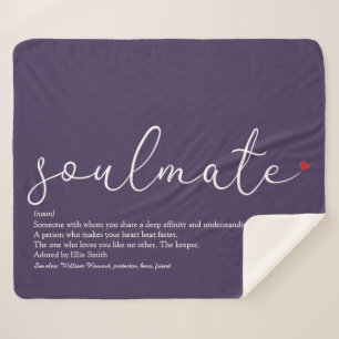 Soulmate Definition Script Love Heart Purple Sherpa Blanket