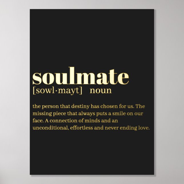 Soulmate Noun Dictionary Definition Foil Prints (Front)