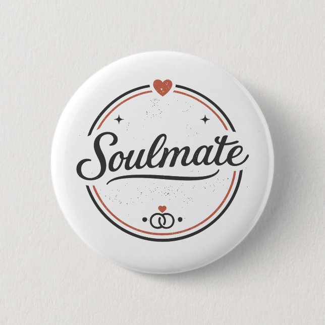 Soulmate Retro Love Minimal(Light) Couple Matching 6 Cm Round Badge (Front)