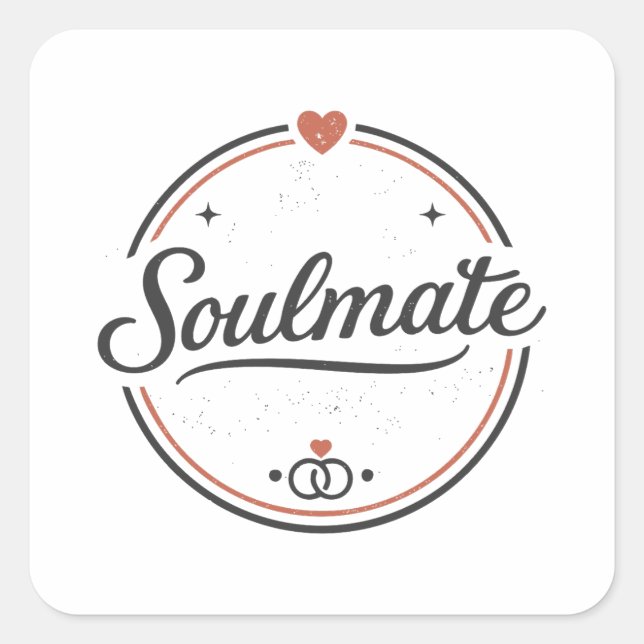 Soulmate Retro Love Minimal(Light) Couple Matching Square Sticker (Front)