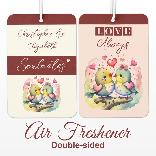 Soulmates birds love always burgundy car air freshener (Creator Uploaded)