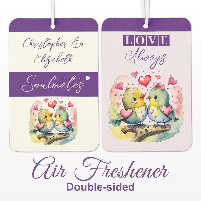 Soulmates birds love always purple car air freshener (Creator Uploaded)