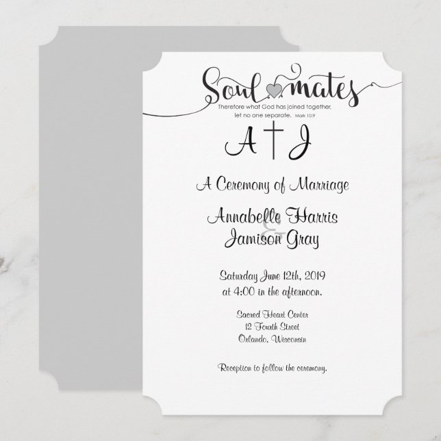 Soulmates Christian Message Wedding Invitation (Front/Back)