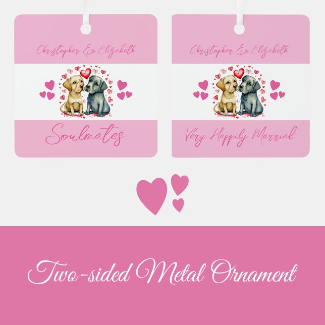 Soulmates cute dogs happily married pink metal tree decoration (Creator Uploaded)