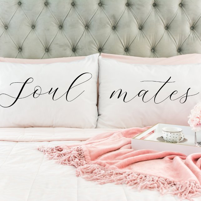 Soulmates Elegant Romantic Script Pillowcase (Creator Uploaded)