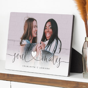 Soulmates Heart Script Best Friends Photo Gift Plaque