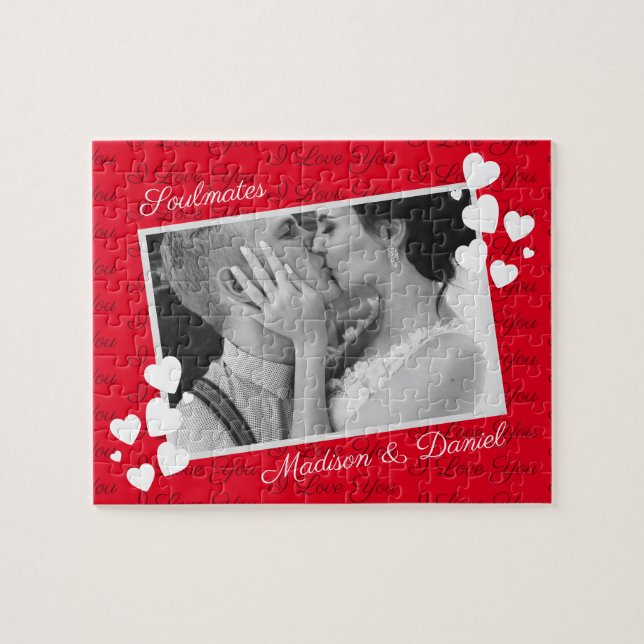 Soulmates I Love You Personalised Photo Romantic Jigsaw Puzzle (Horizontal)