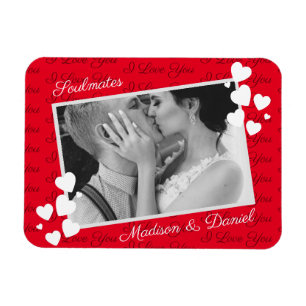 Soulmates I Love You Personalised Photo Romantic Magnet