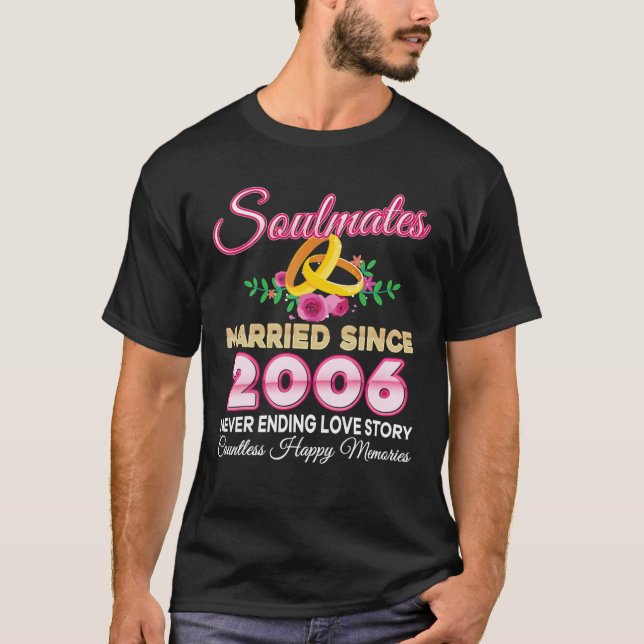 Soulmates Married Since 2006 15Th Wedding Annivers T-Shirt (Front)
