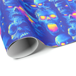 Souls of the Damned - Neon Horror Horde Wrapping Paper