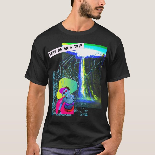 Soultrip Trip waterfall Glitch Fun Vaporwave God T-Shirt (Front)