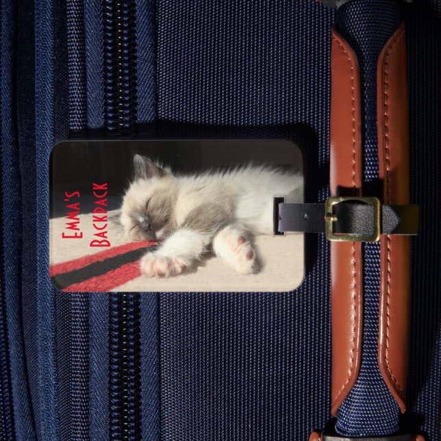 Sound Asleep Cute Siamese  Kitten Photograph Luggage Tag (Front Insitu 4)
